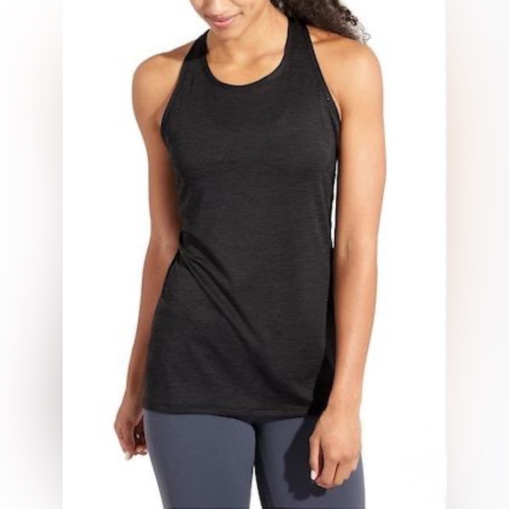 Athleta High Neck Shadow Stripe Chi Tank
Black, Size Small